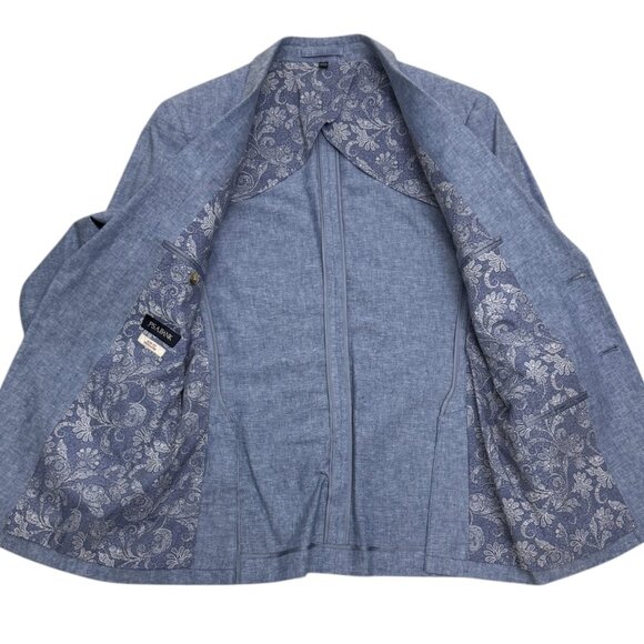 JOS A BANK LINEN Slim Blue 3 Piece Business Casual Blazer Vest Pants Suit 38R - Picture 10 of 11